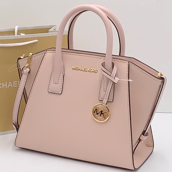 Michael Kors Avril Small Leather Top-Zip Satchel Powder Blush color - Picture 6 of 16